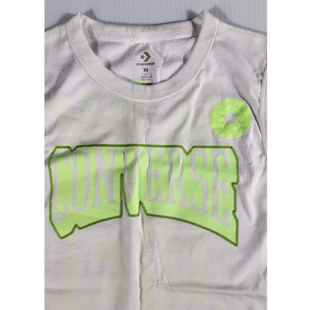 Converse All Star Tank Top Sleeveless Graphic White Neon Green Youth Size M - Picture 2 of 6